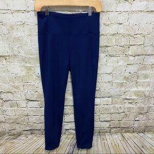 Spring + Mercer Blue Herringbone Stretch Pull On Trouser Leggings